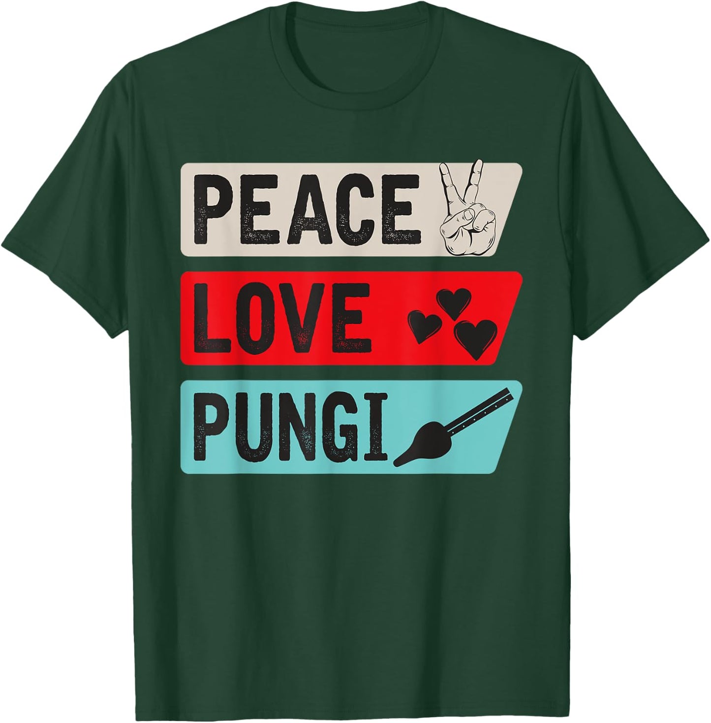 Peace Love Pungi Musical Instrument Punji Music Player T-Shirt - T-Shirt | Forest