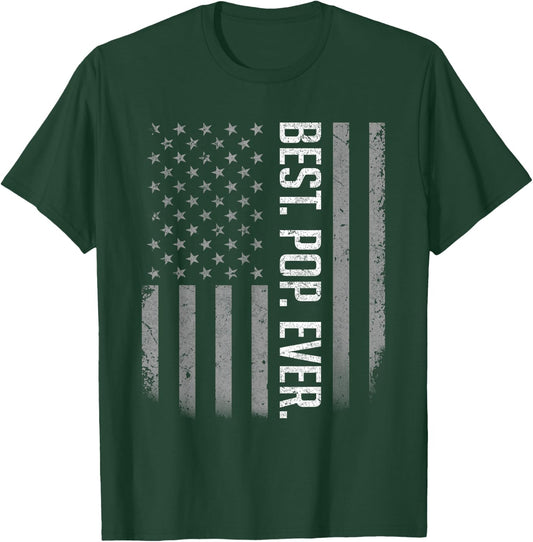 Best Pop Ever Father's Day Vintage Distressed American Flag Men T-Shirt - T-Shirt | Forest