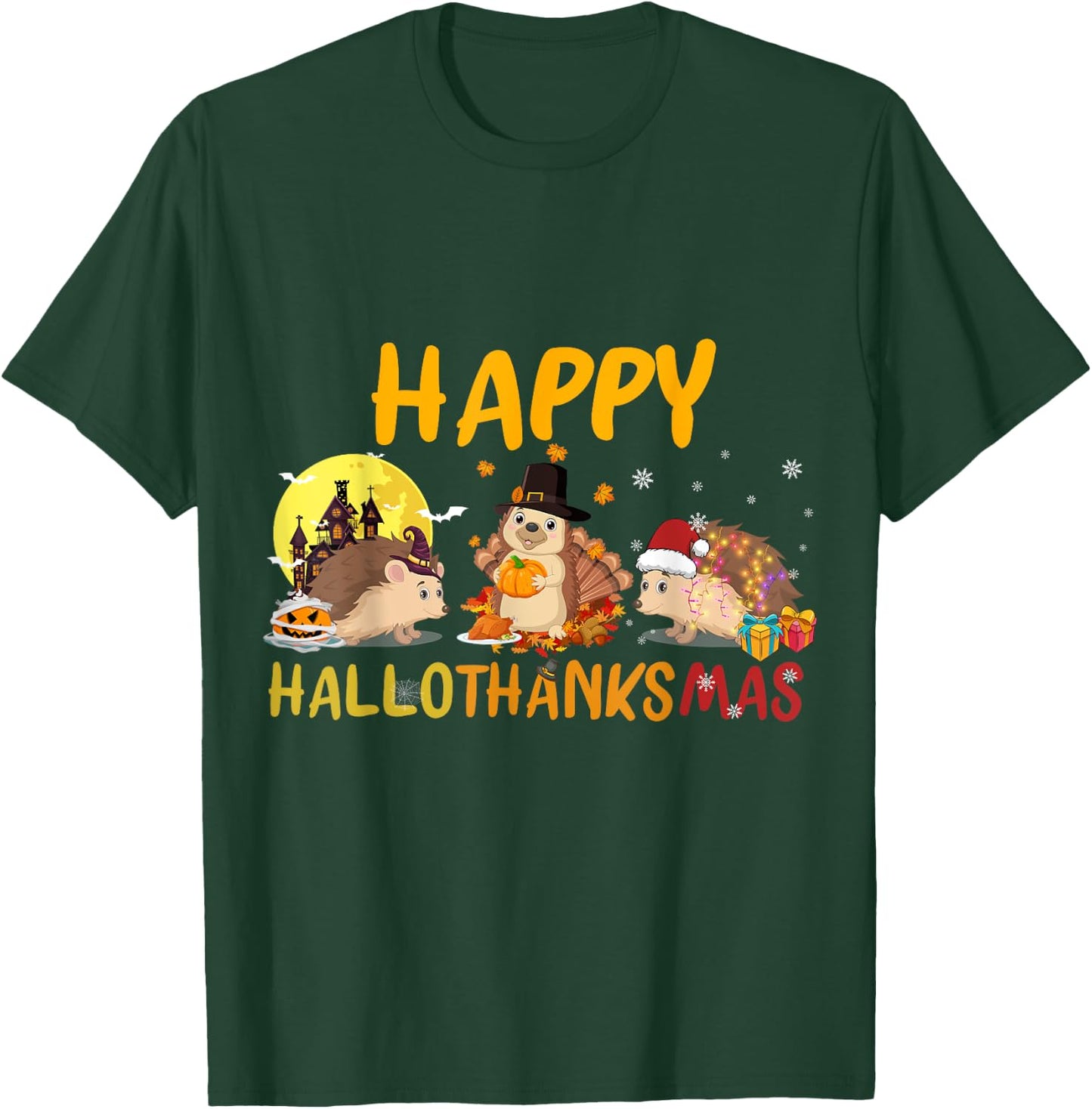 Hedgehog Happy Fall Autumn Christmas Halloween Thanksgiving T-Shirt - T-Shirt | Forest