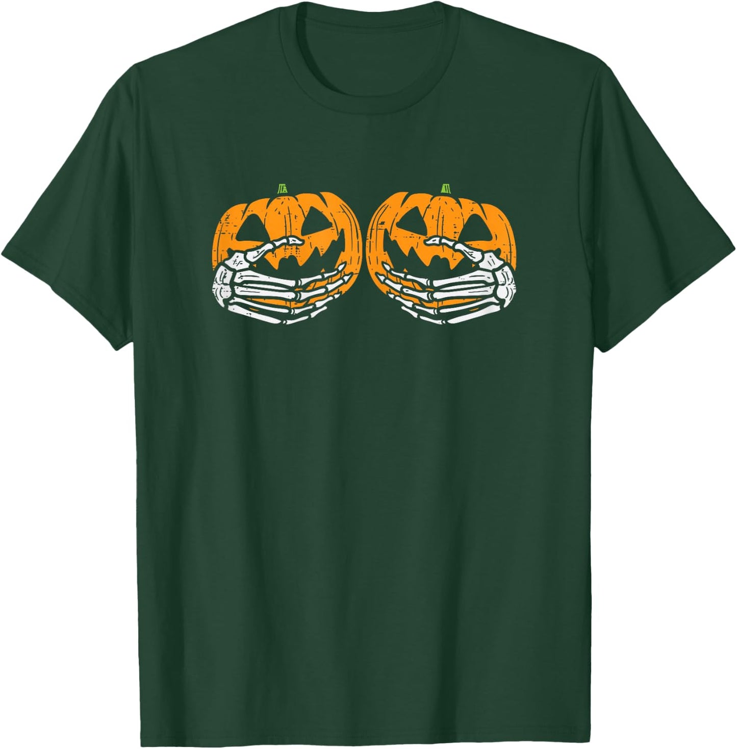 Skeleton Hands Pumpkins Funny Halloween Costume T-Shirt - T-Shirt | Forest