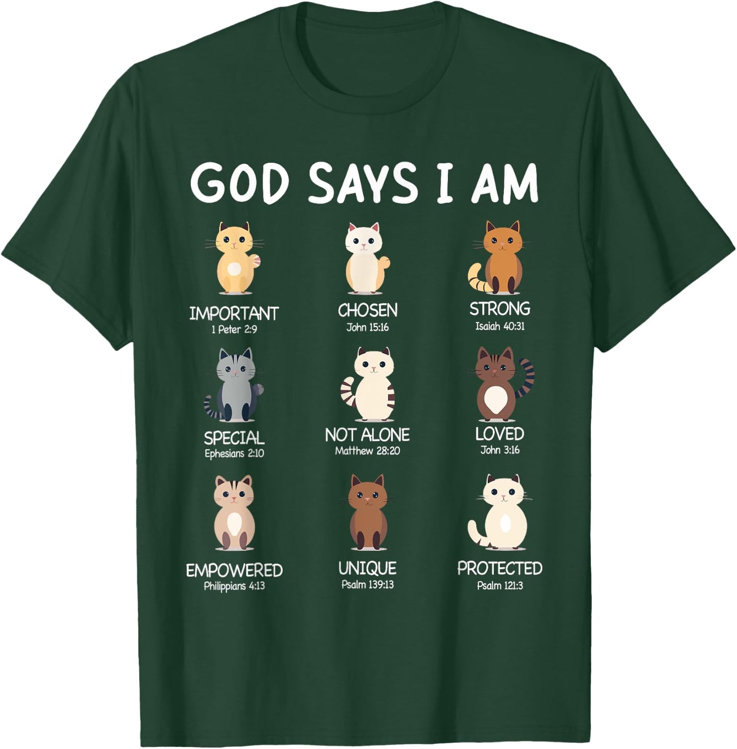 Cute God Says I Am Cat Lover Funny Christian Kids Girls T-Shirt - T-Shirt | Forest