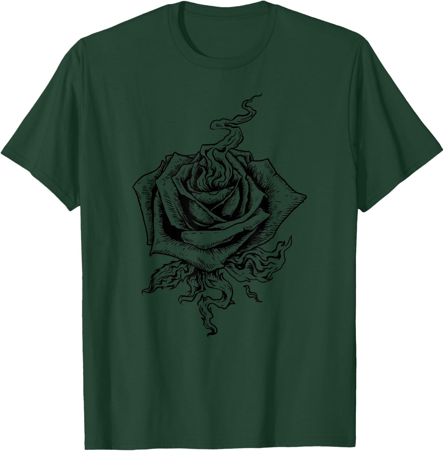 Black Rose Dark Aesthetic Soft Grunge Punk Goth Indie Fire T-Shirt - T-Shirt | Forest