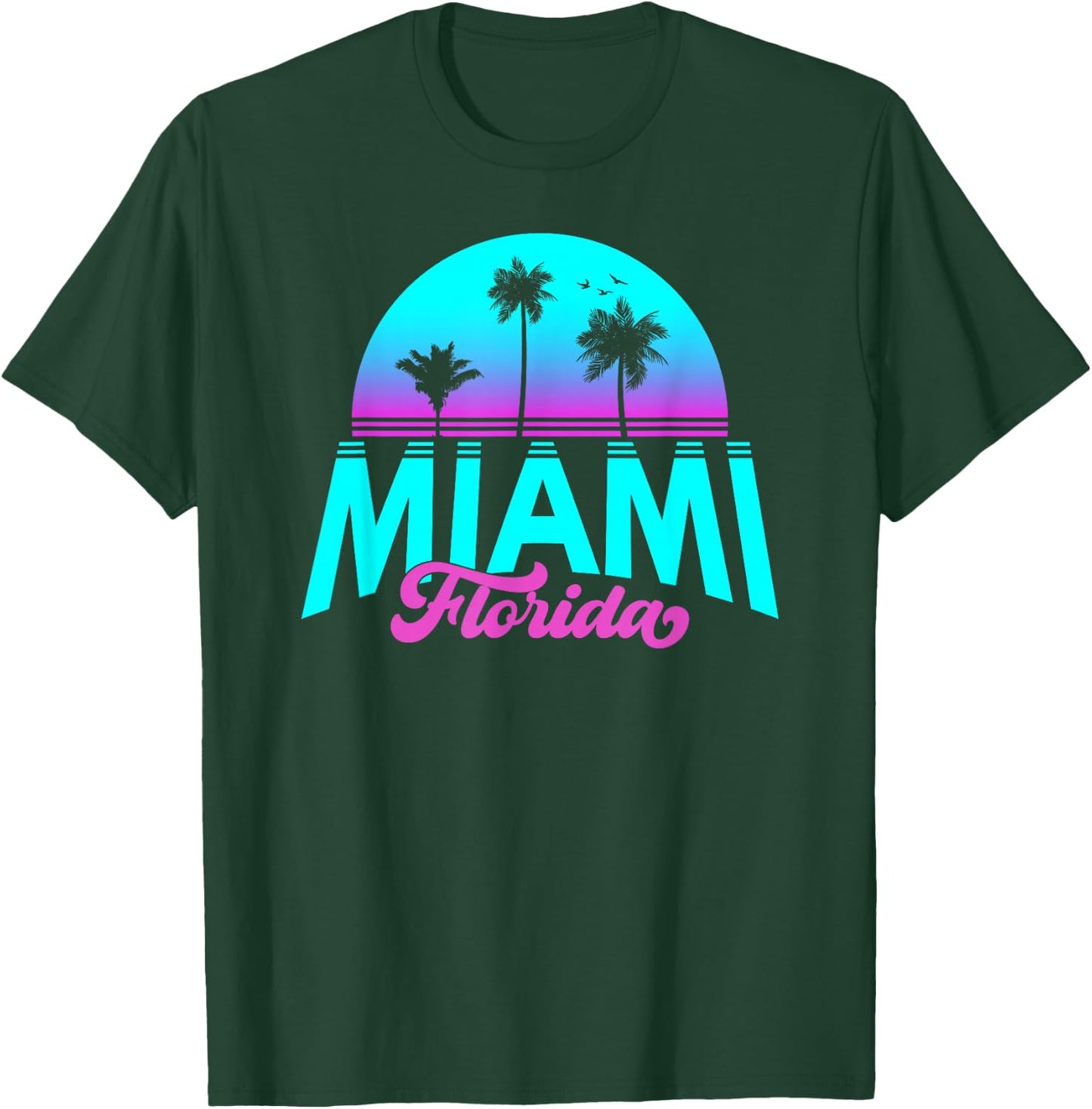 Miami Florida Retro Vintage Sunset T-Shirt - T-Shirt | Forest