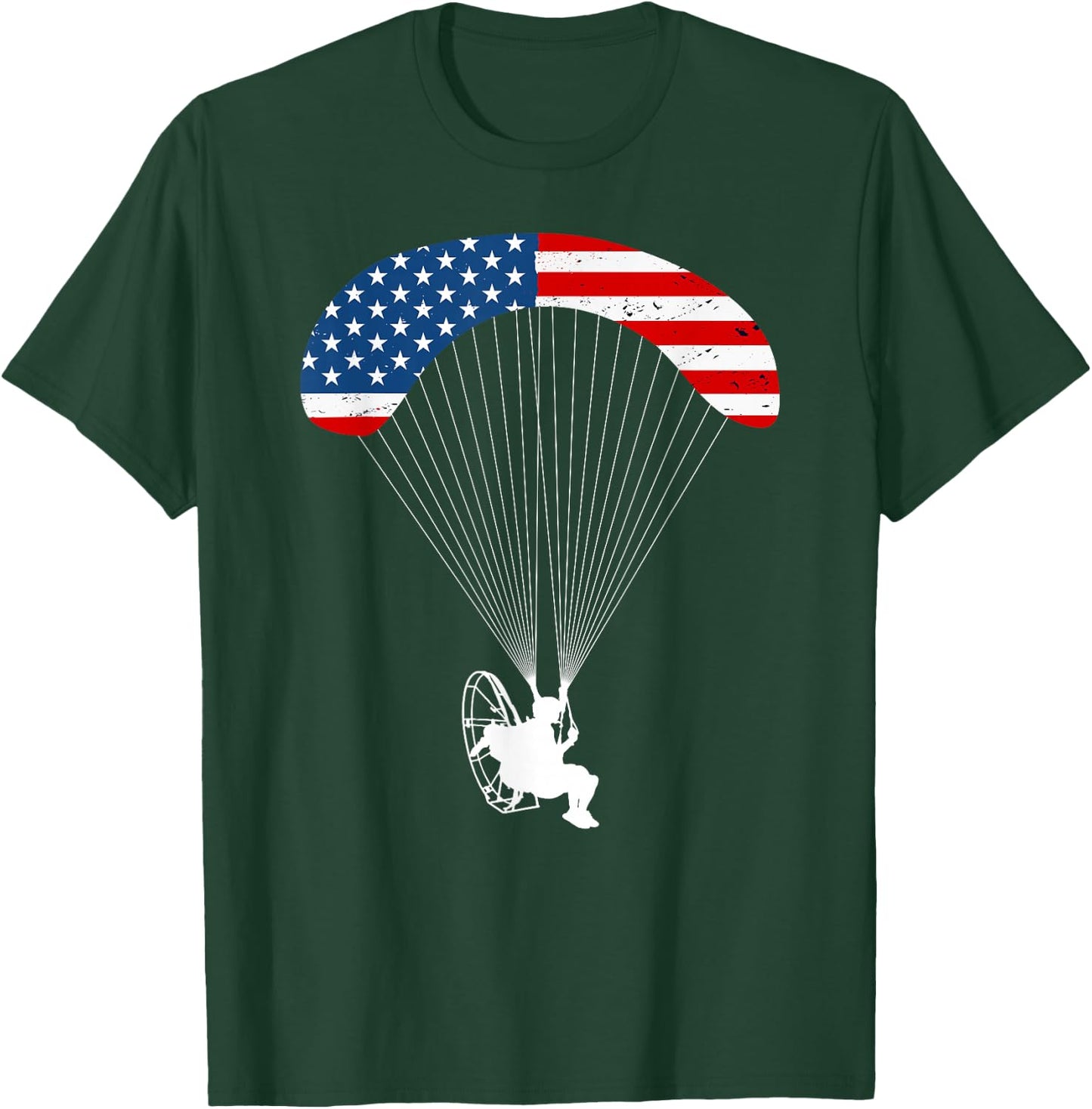 Paramotor Pilot USA American Flag Vintage Paramotor T-Shirt - T-Shirt | Forest