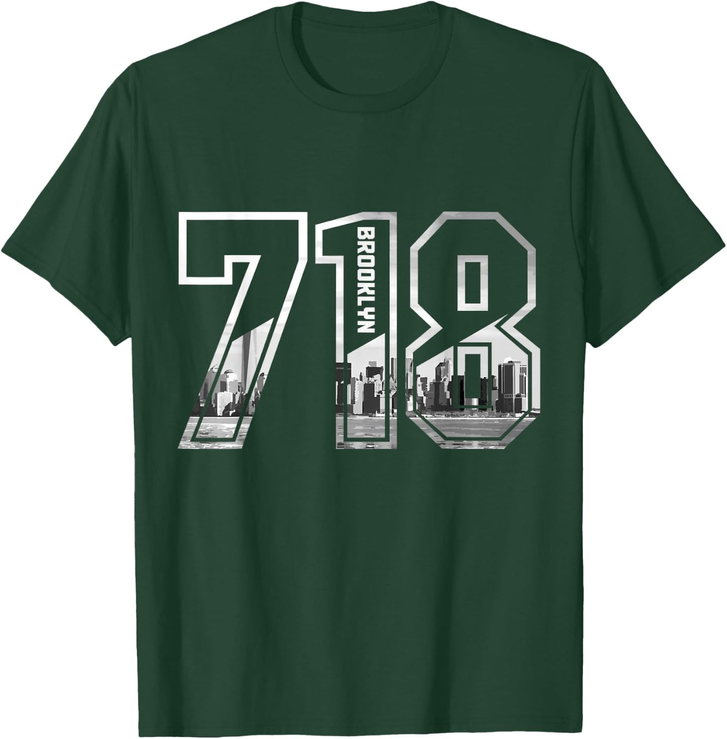 Brooklyn NY 718 Area Code Pride New York City Bronx Vintage T-Shirt - T-Shirt | Forest