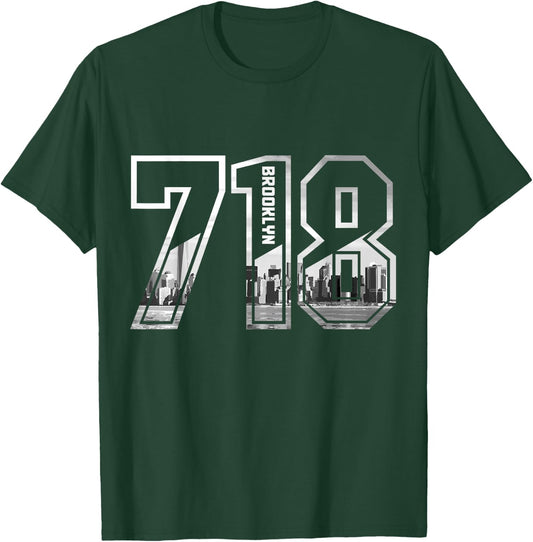 Brooklyn NY 718 Area Code Pride New York City Bronx Vintage T-Shirt - T-Shirt | Forest