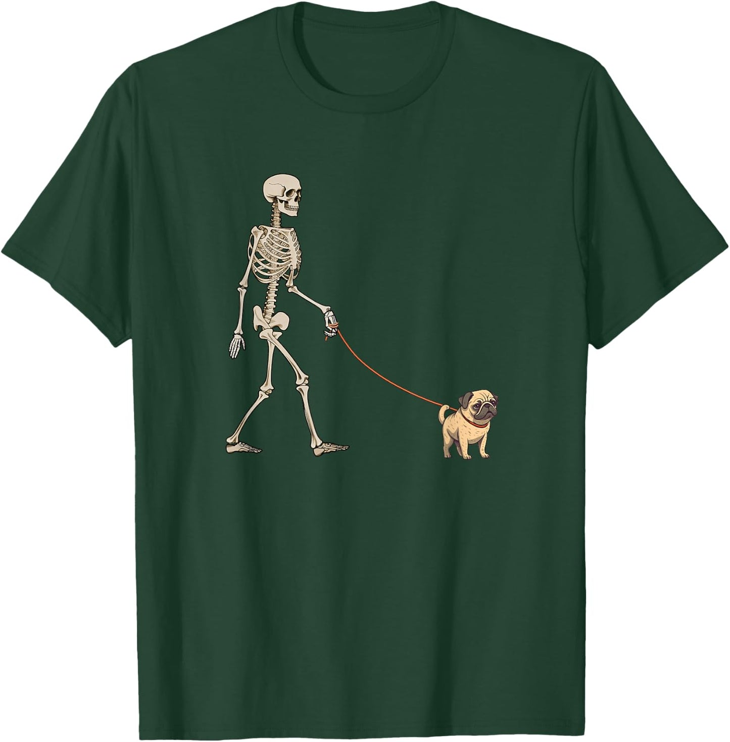 Funny Pug Skeleton Dog Walking Halloween Dog T-Shirt - T-Shirt | Forest