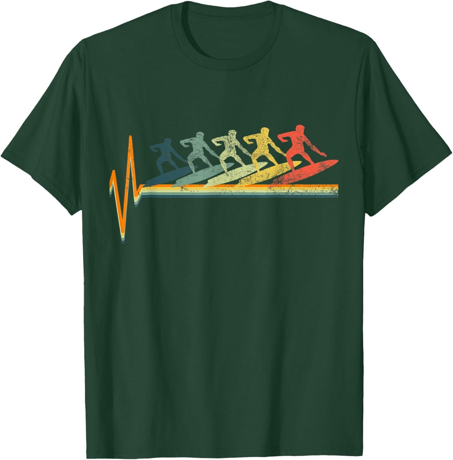 Surfer Vintage Wave Surfing Retro 70s 80s Beach Surf Lover Women Kids T-Shirt - T-Shirt | Forest
