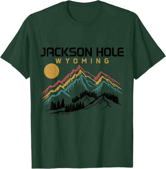 Jackson Hole Wyoming Ski Snowboard Winter Vintage Mountains T-Shirt - T-Shirt | Forest