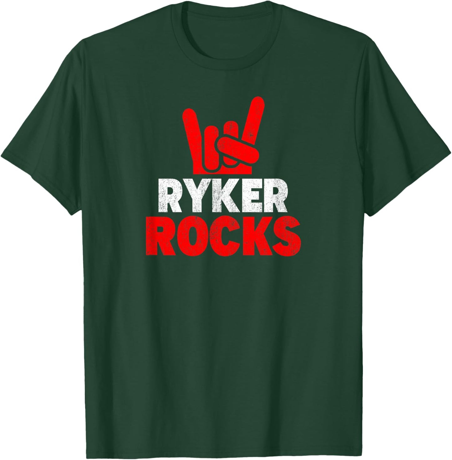 Ryker Rocks Cool First Name T-Shirt - T-Shirt | Forest