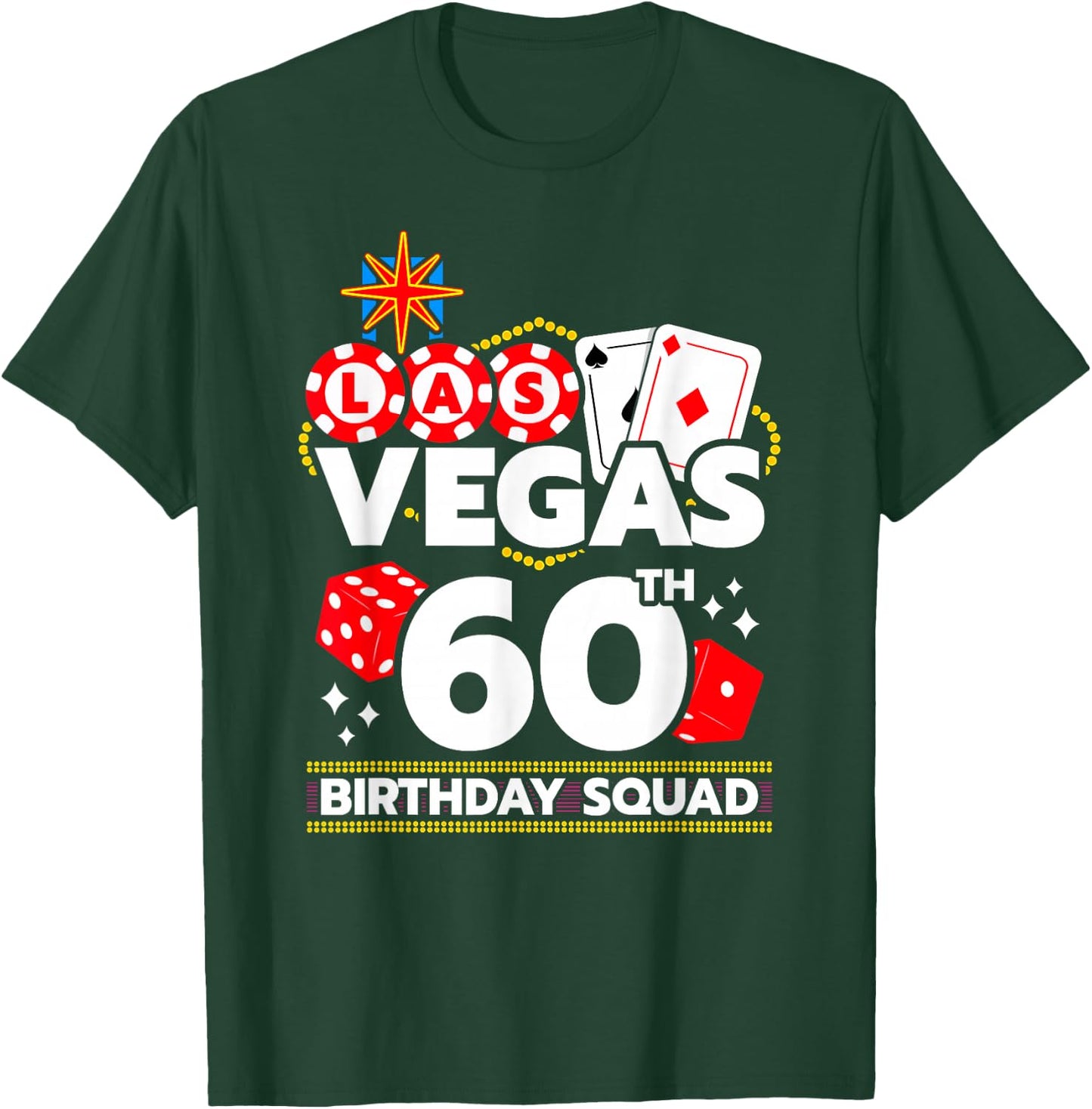 Las Vegas Birthday Party Gifts & Souvenirs - Vegas 60th Birthday Squad - Women's Black Small Modern Short Sleeve T-Shirt - T-Shirt | Forest