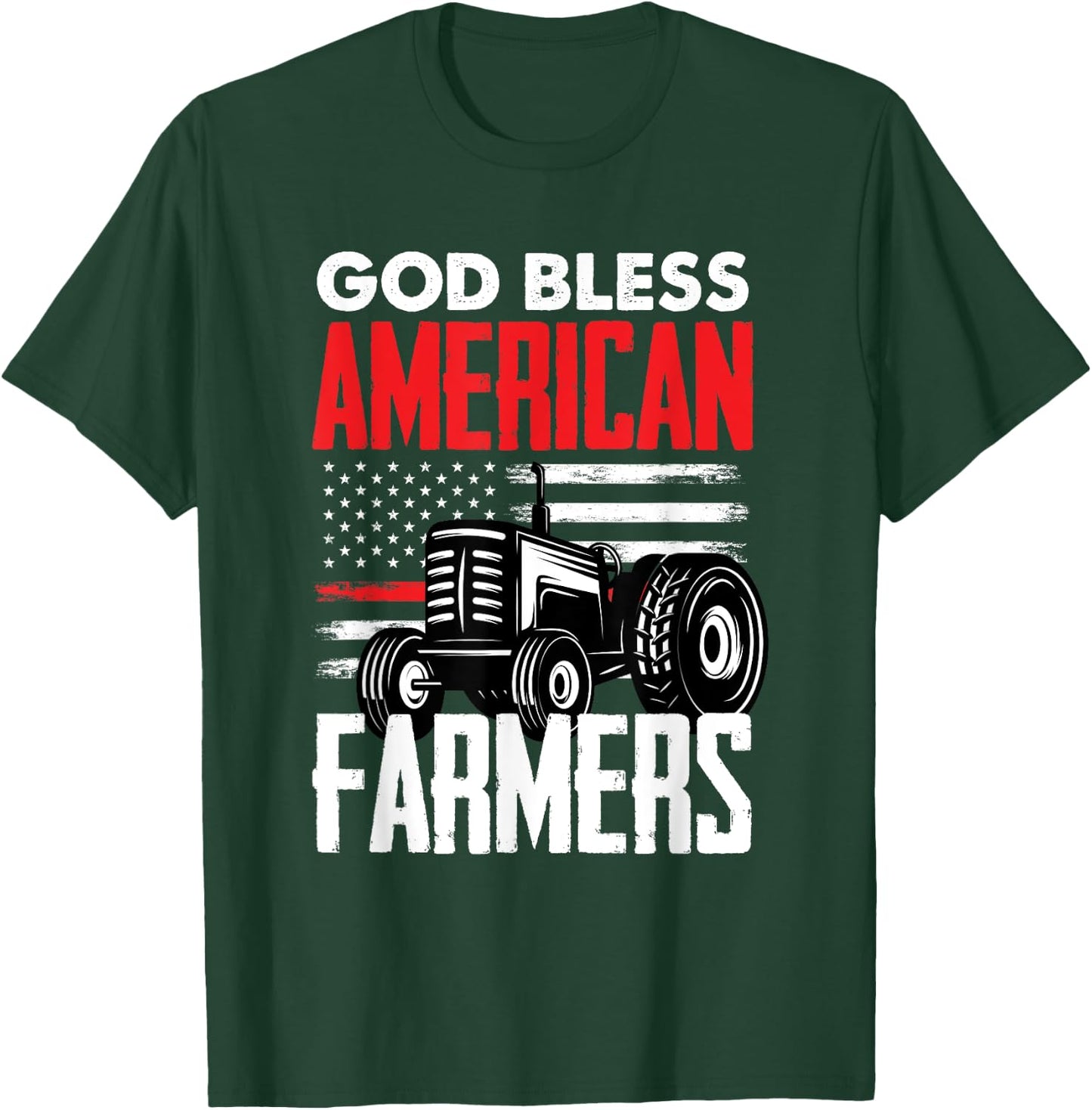 God Bless American Farmers Patriotic US Flag Farmer T-Shirt - T-Shirt | Forest