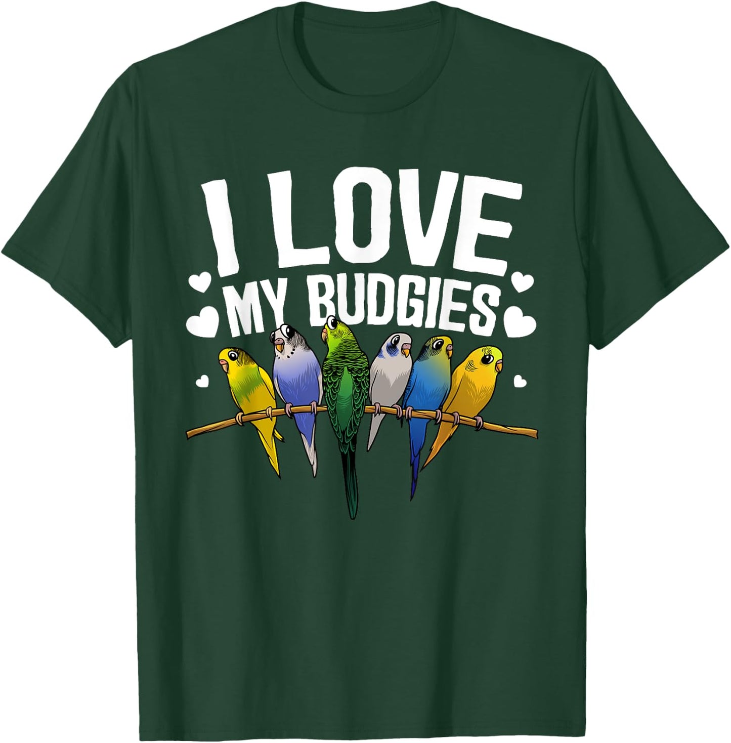 Cute Budgie Design Women Parakeet Parrot Bird Lovers T-Shirt - T-Shirt | Forest