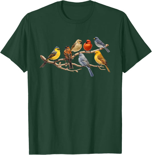 Backyard Bird Watching Watcher Birder Birds on a Branch T-Shirt - T-Shirt | Forest