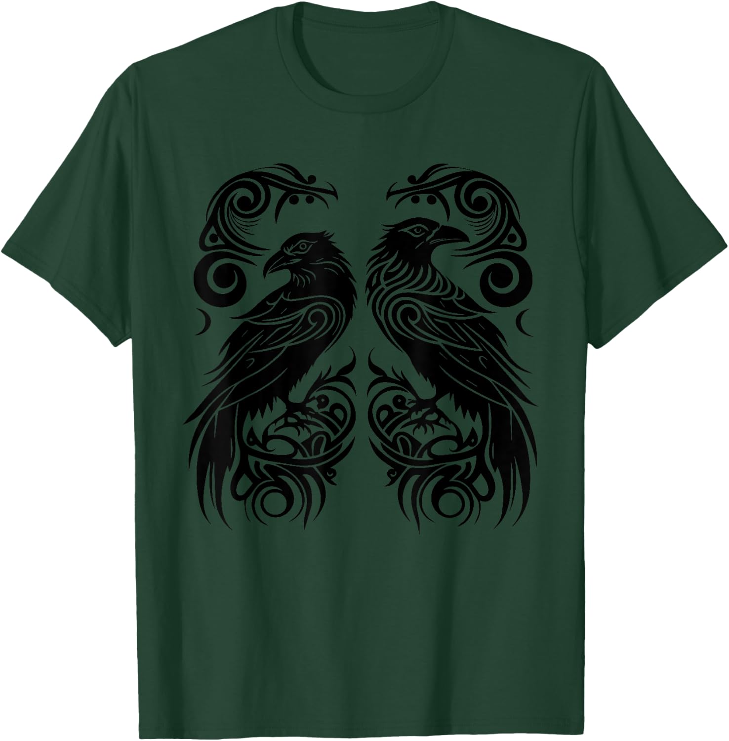 Odins Raven Norse Mythology Viking Birds Celtic Knots Asgard T-Shirt - T-Shirt | Forest