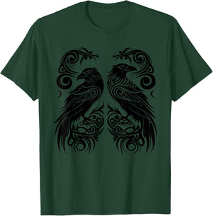 Odins Raven Norse Mythology Viking Birds Celtic Knots Asgard T-Shirt - T-Shirt | Forest
