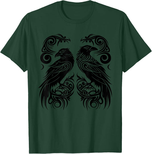 Odins Raven Norse Mythology Viking Birds Celtic Knots Asgard T-Shirt - T-Shirt | Forest