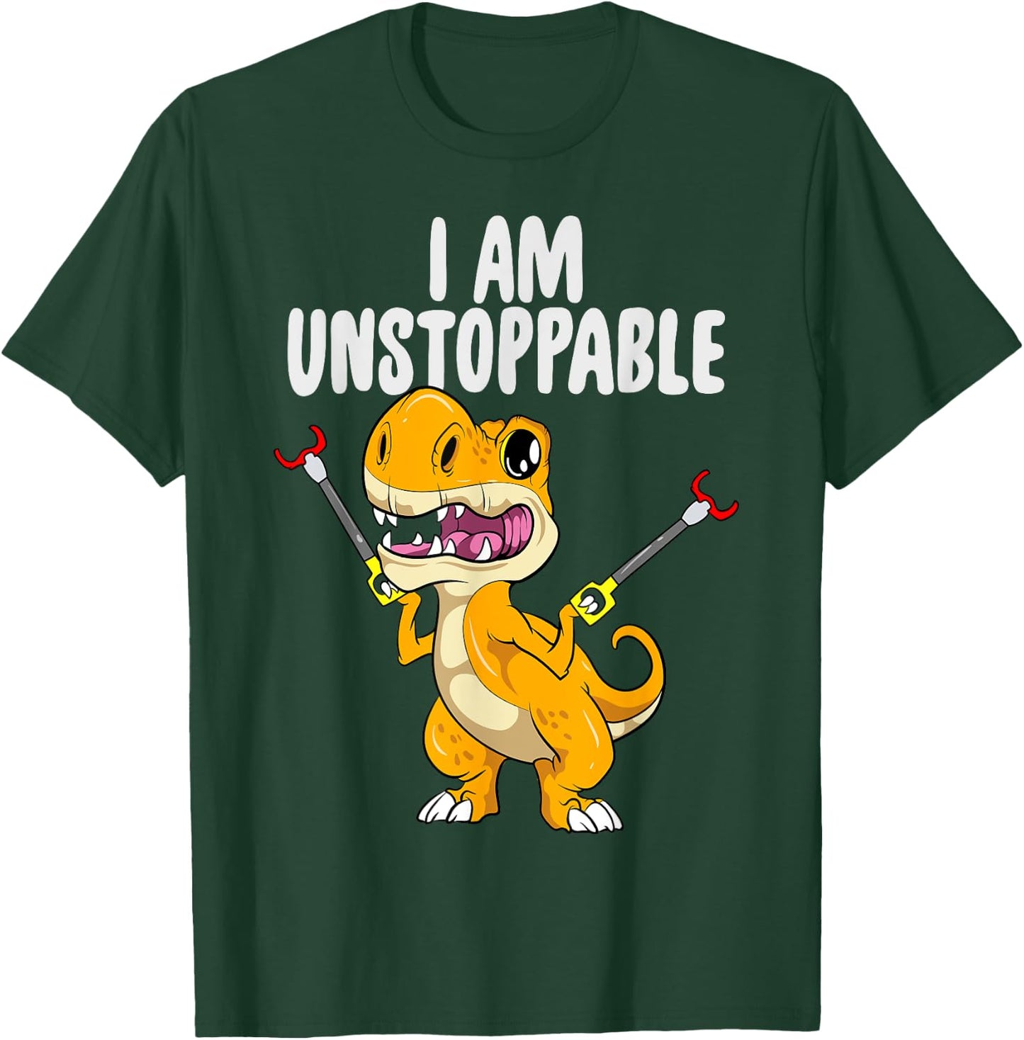 I Am Unstoppable T-rex Kawaii Dinosaur Trash Grabber T-Shirt - T-Shirt | Forest