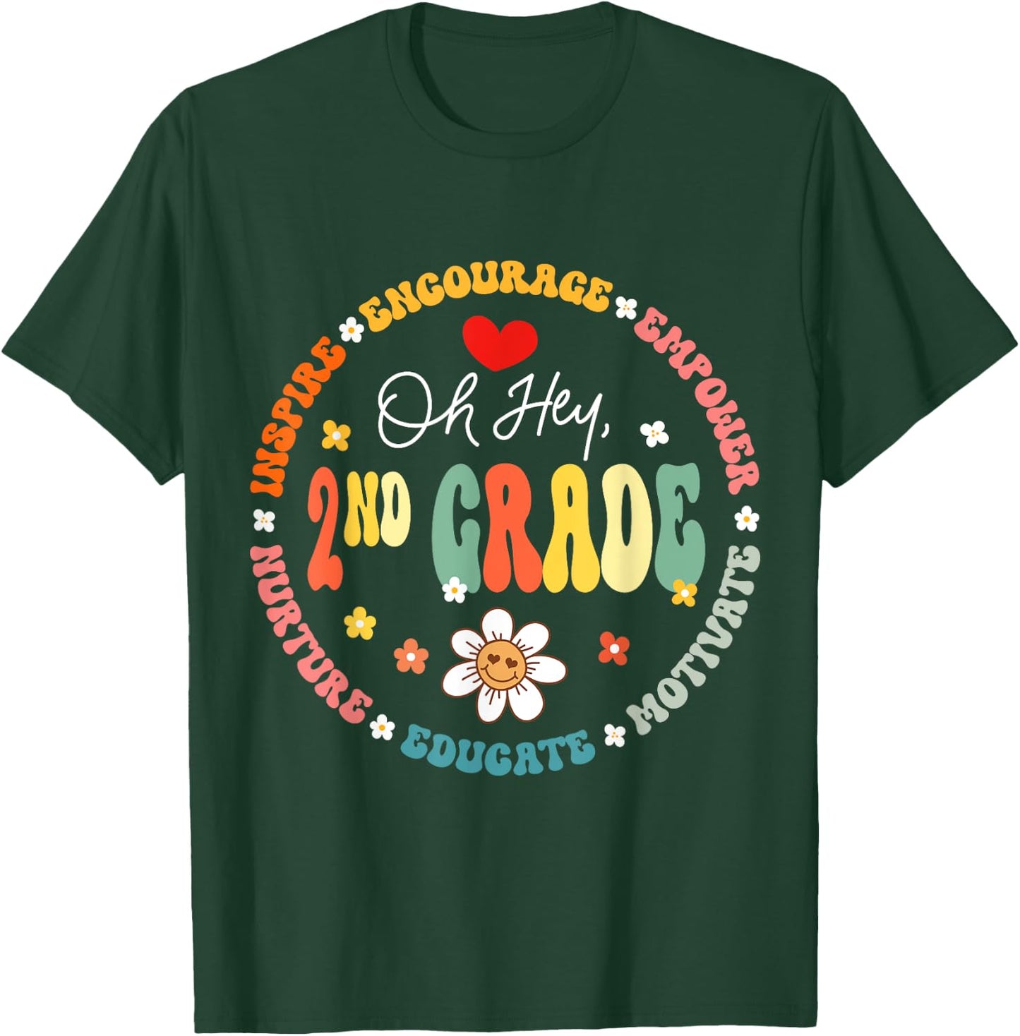 Second Grade Teacher Oh Hey 2nd Grade Life 1st Day Of School T-Shirt - T-Shirt | Forest