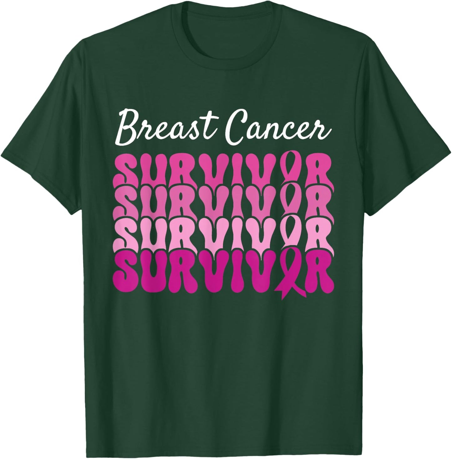 Breast Cancer Survivor Ribbon Pink Breast Cancer T-Shirt - T-Shirt | Forest