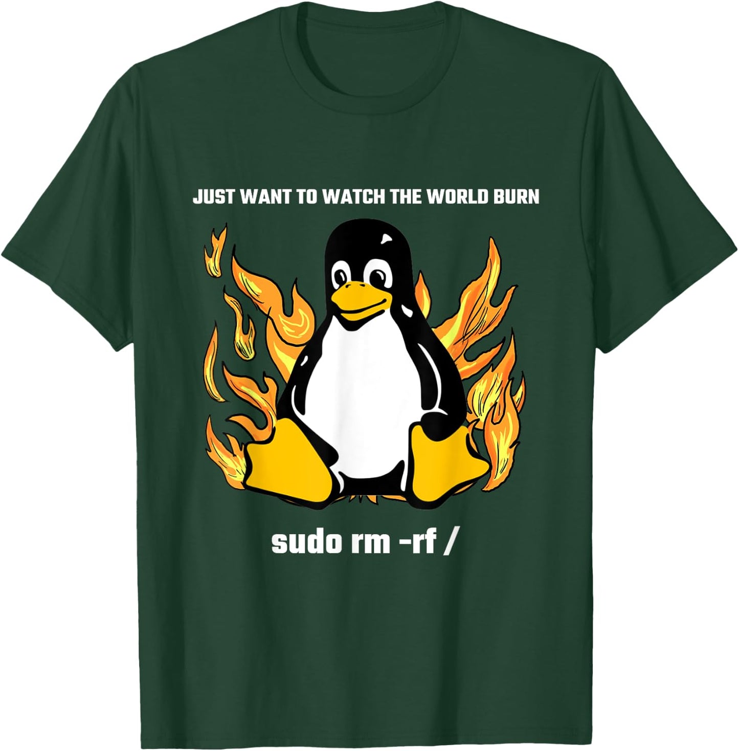 Computer - Sudo rm -rf / Tux Linux Penguin - Programmer T-Shirt - T-Shirt | Forest
