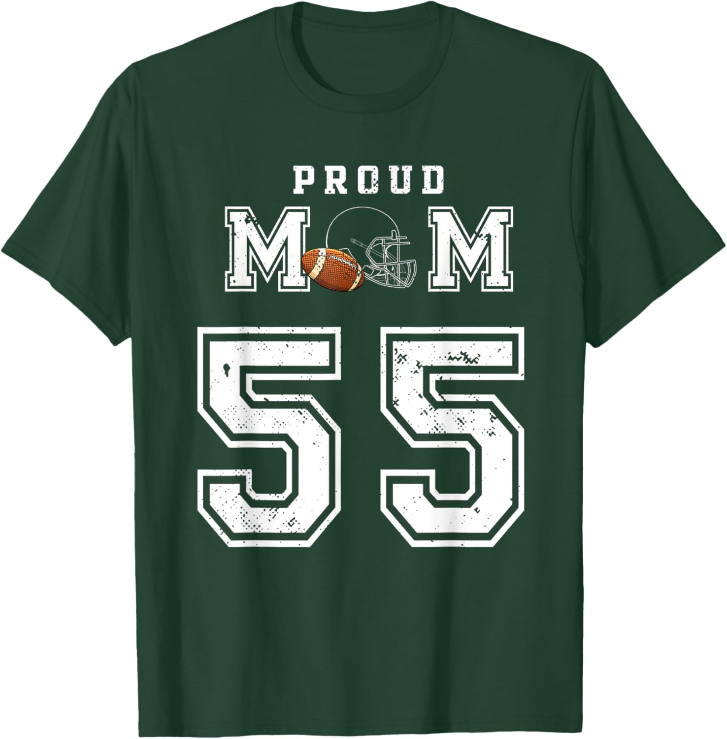 Custom Proud Football Mom Number 55 Personalized T-Shirt - T-Shirt | Forest