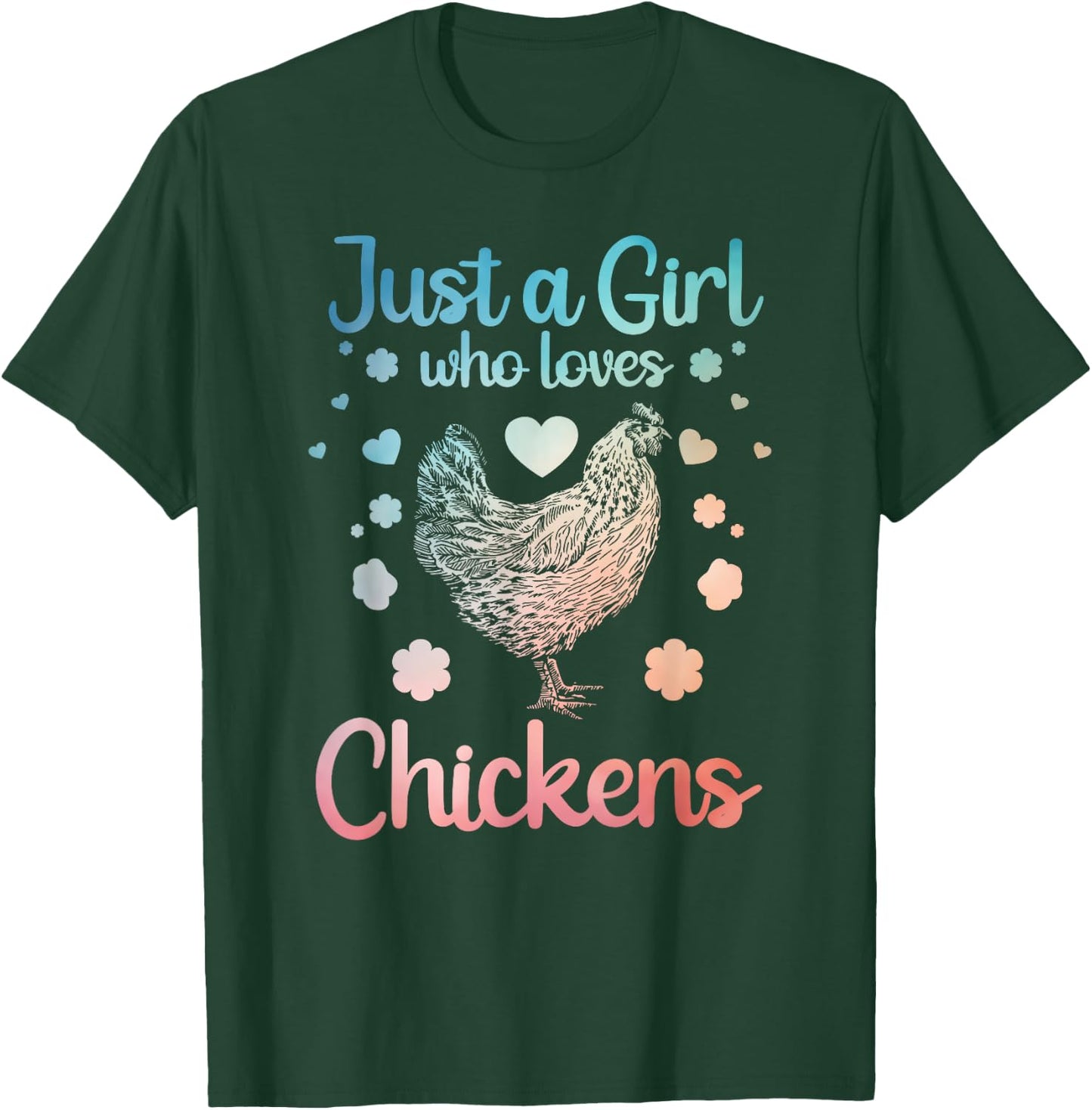 Funny Girl Chicken Design For Kids Women Mom Chicken Lover T-Shirt - T-Shirt | Forest