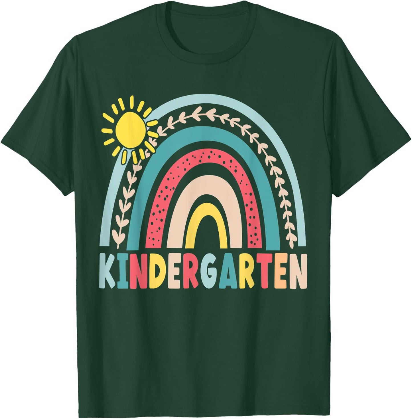 Kindergarten Back To School Rainbow Teacher Girls Boys Kids T-Shirt - T-Shirt | Forest
