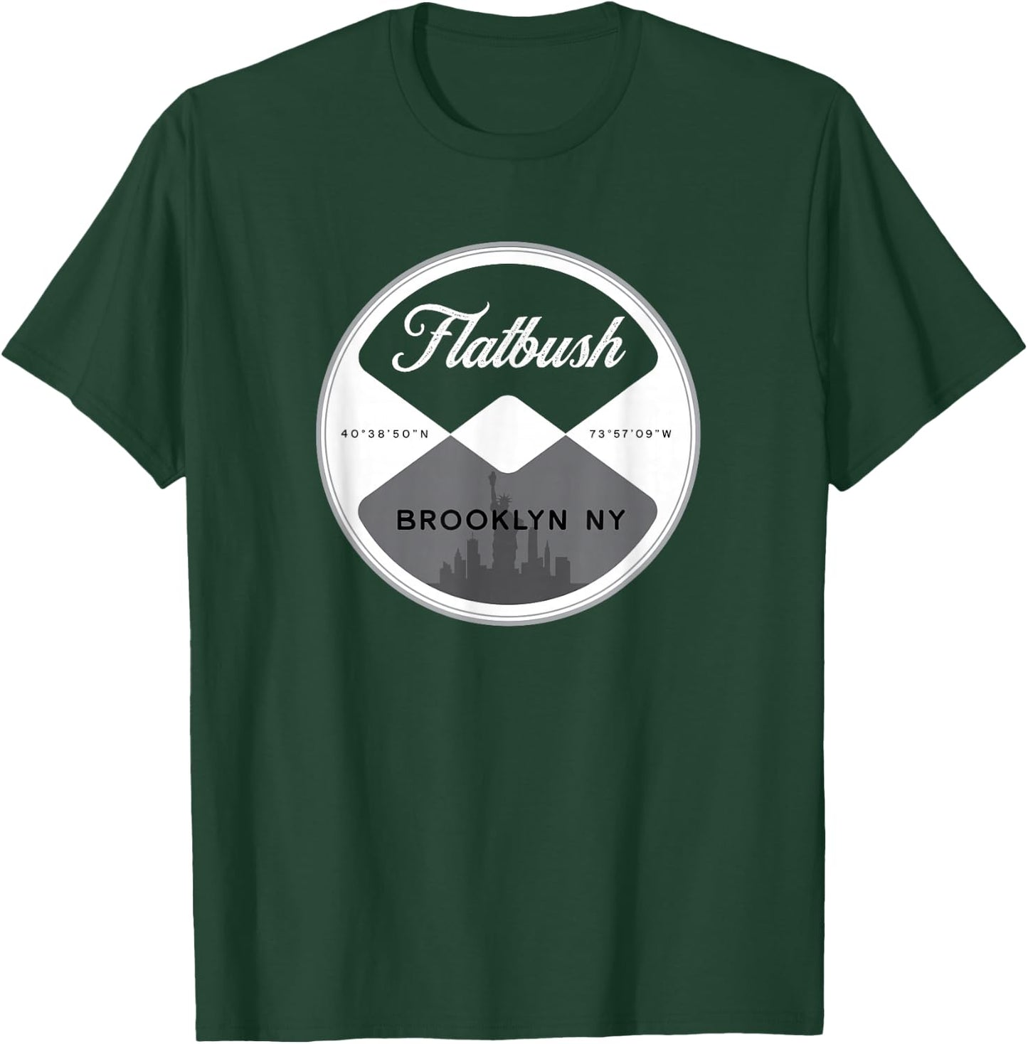 Flatbush Brooklyn New York City NYC Circle Graphic T-Shirt - T-Shirt | Forest