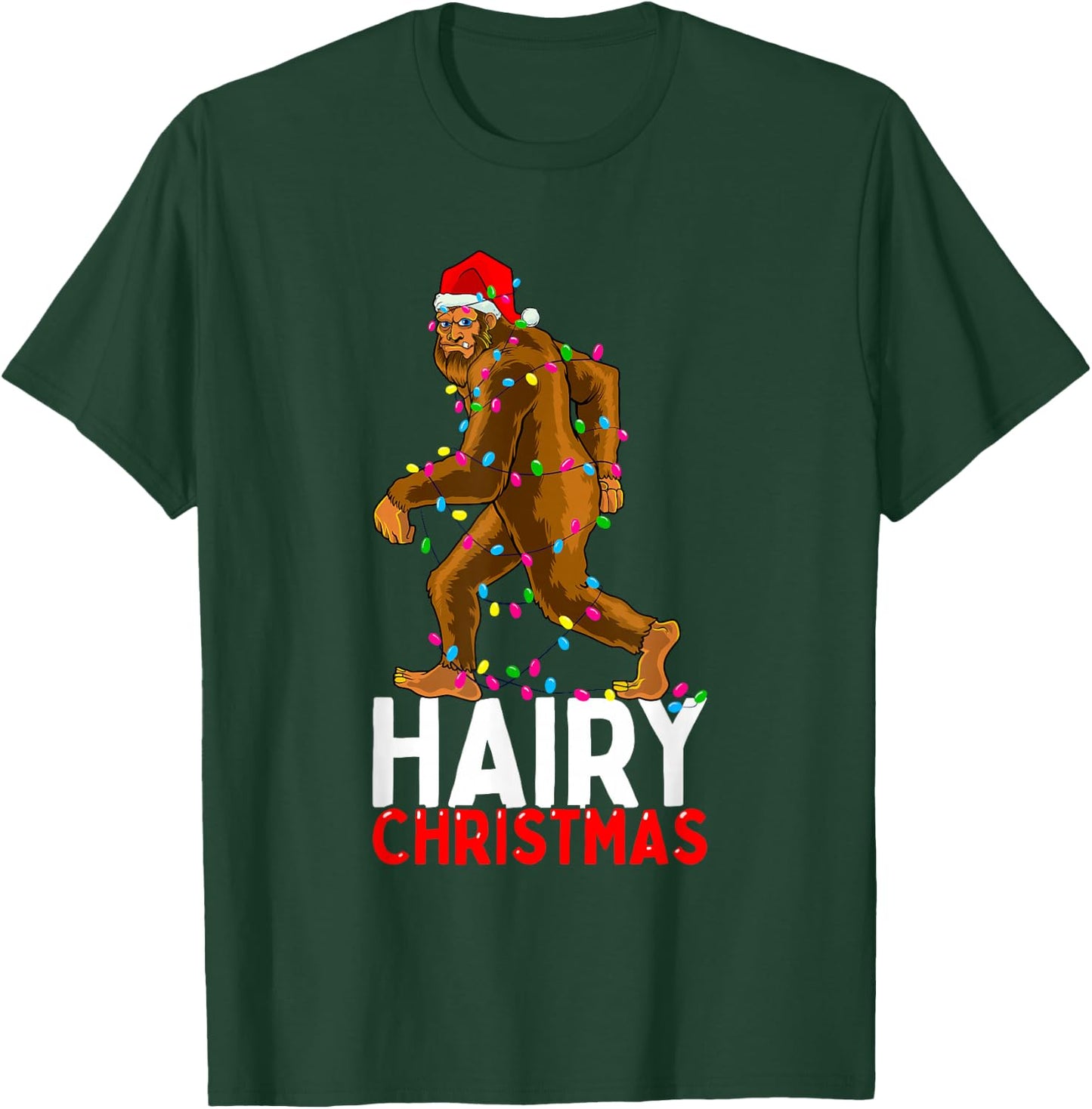 Bigfoot Hairy Christmas Funny Xmas Men Pajama T-Shirt - T-Shirt | Forest