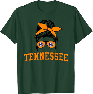 Tennessee State Women's Kids TN Orange Fan Messy Bun Hair T-Shirt - T-Shirt | Forest