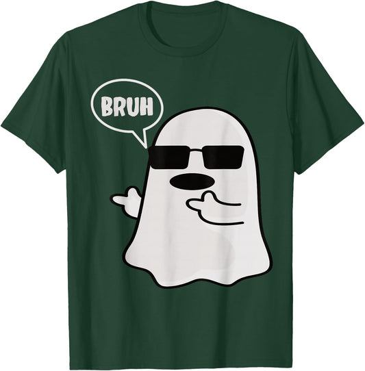 Funny Halloween Bruh Ghost Men Boys T-Shirt - T-Shirt | Forest