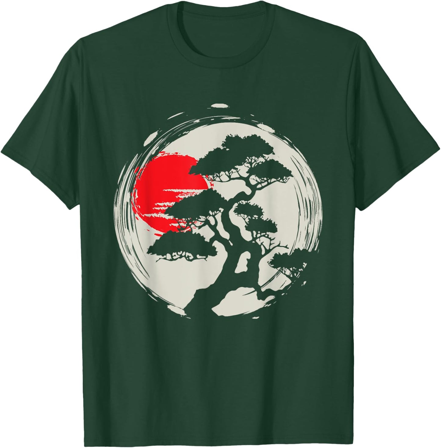 Japanese Bonsai Art - Sunset Tree Lover Gardening Planting T-Shirt - T-Shirt | Forest
