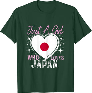 Japan Just A Girl Who Loves Japan Heart Flag for Girls T-Shirt - T-Shirt | Forest