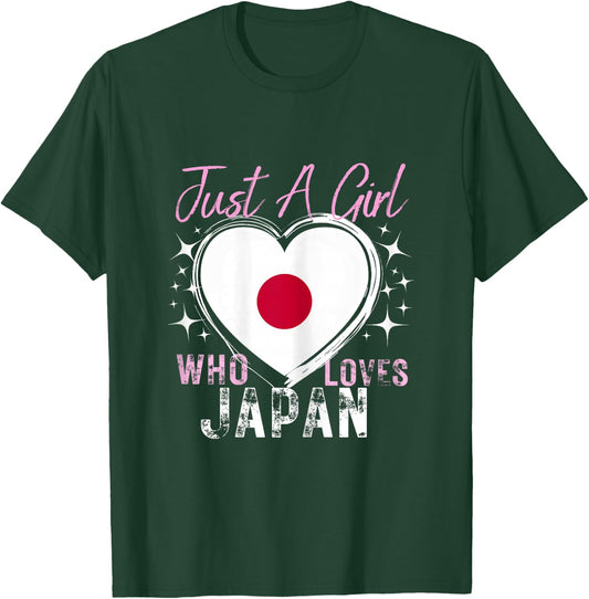 Japan Just A Girl Who Loves Japan Heart Flag for Girls T-Shirt - T-Shirt | Forest