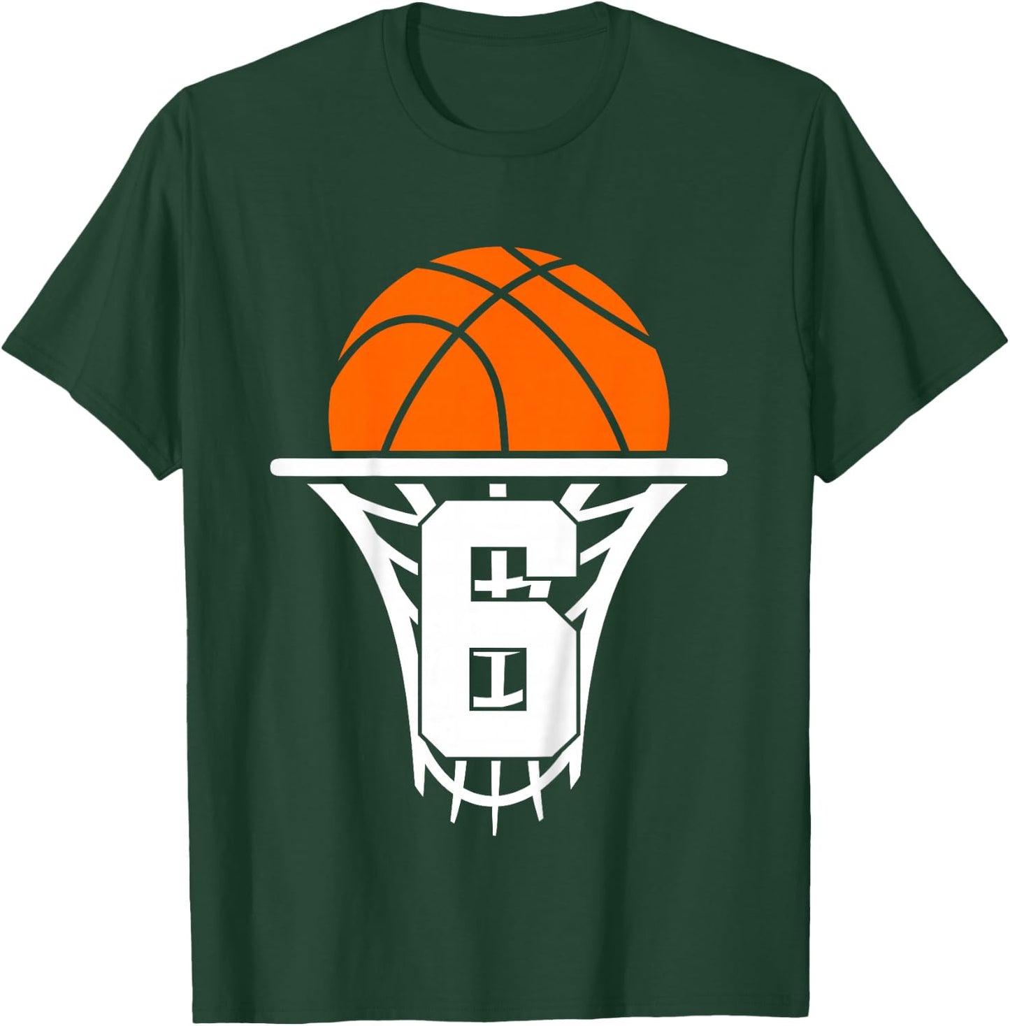 6 Years Basketball 6th Birthday T-Shirt - T-Shirt | Forest