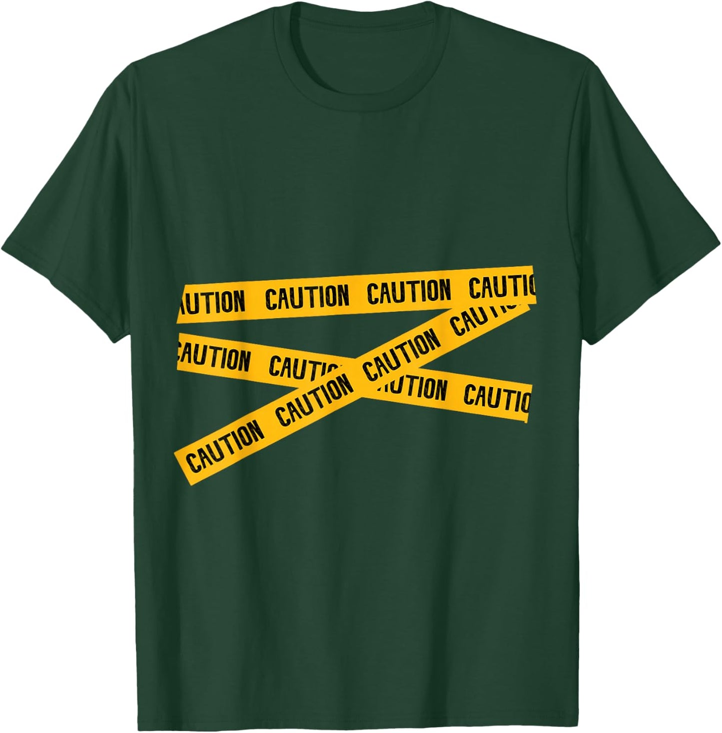 CAUTION! Graphic Caution Tape Warning T-Shirt - T-Shirt | Forest