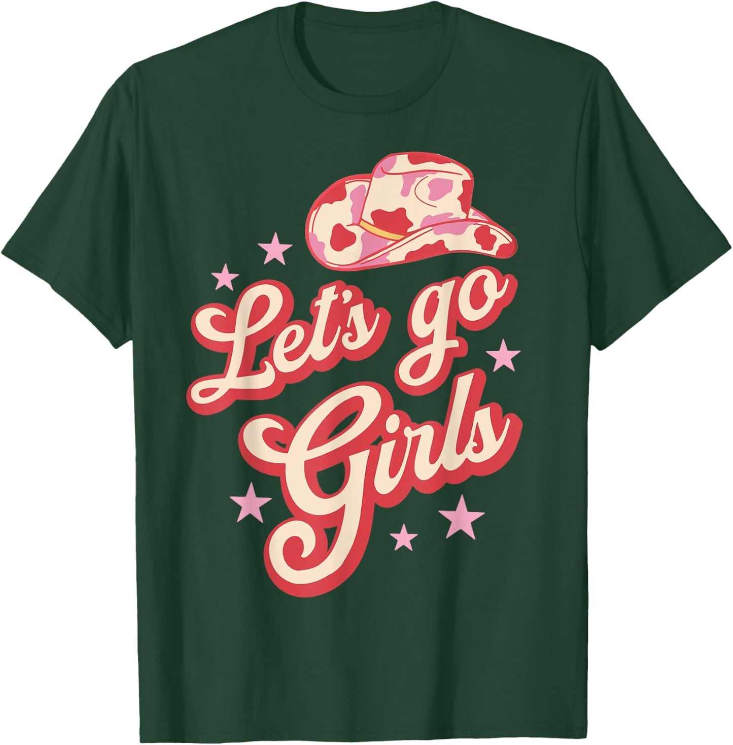 Leopard Cowboy Hat Let's Go Cowgirls Girls Western Country T-Shirt - T-Shirt | Forest