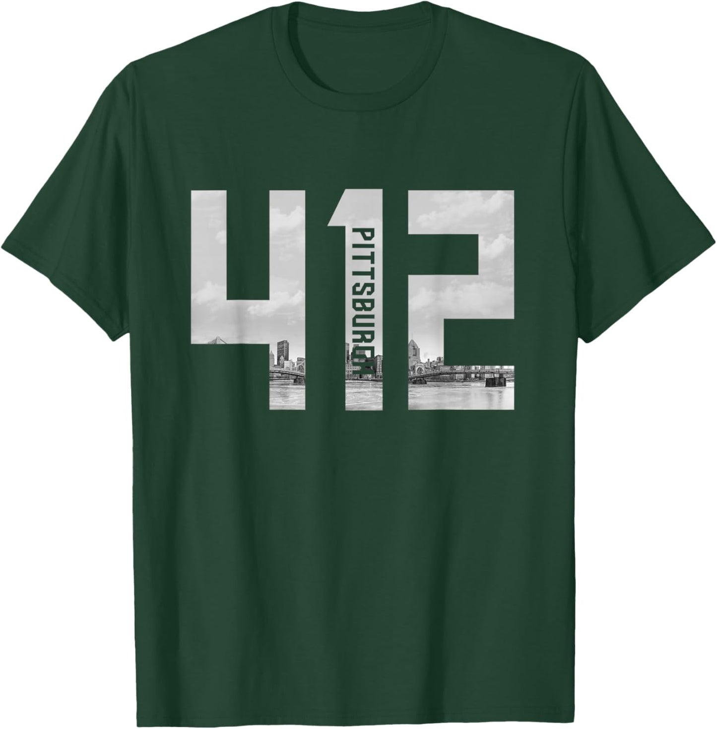 Vintage Pittsburgh Pennsylvania 412 Area Code Skyline T-Shirt - T-Shirt | Forest