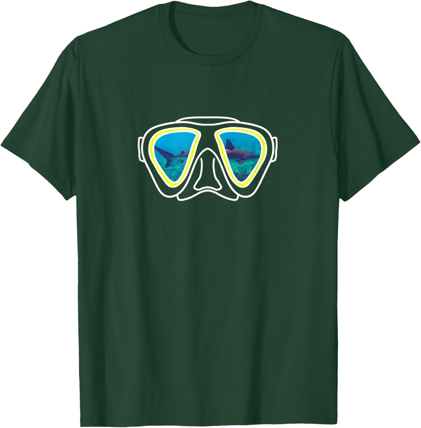 Diving mask diving goggles sea shark photo T-Shirt - T-Shirt | Forest