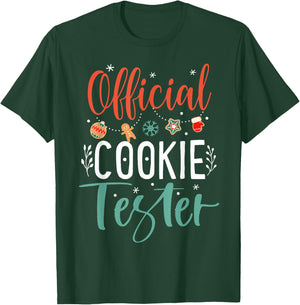 Cookie Tester Baker Christmas Pjs Family Xmas Official Cookie Tester Funny Christmas Couples Matching T-Shirt - T-Shirt | Forest