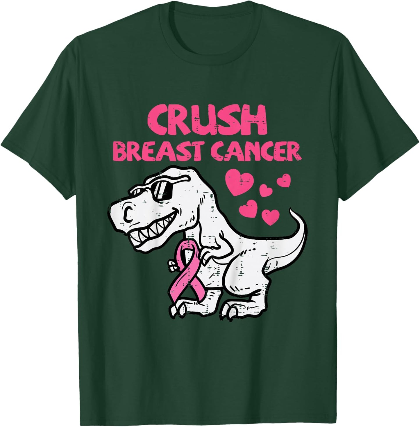 Crush Breast Cancer Trex Dino Awareness Toddler Boys Kids T-Shirt - T-Shirt | Forest