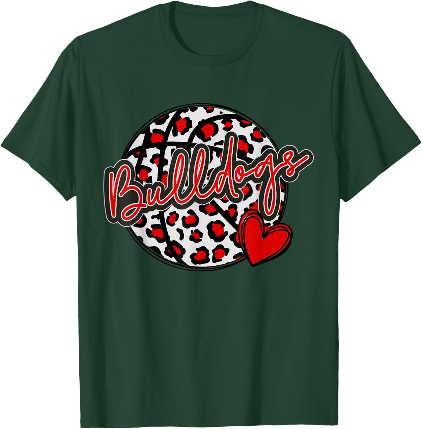 Leopard Cheetah Basketball BULLDOGS Spirit Game T-Shirt - T-Shirt | Forest
