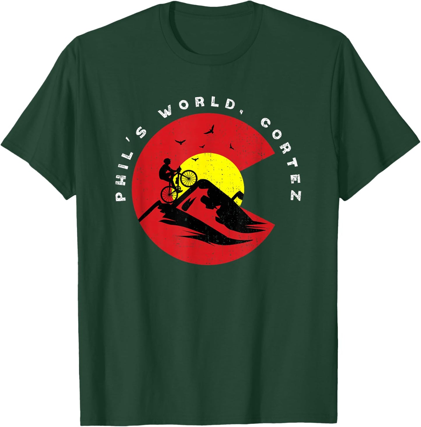 Phil's World Cortez Colorado Mountain Biking Trail MTB Bike T-Shirt - T-Shirt | Forest