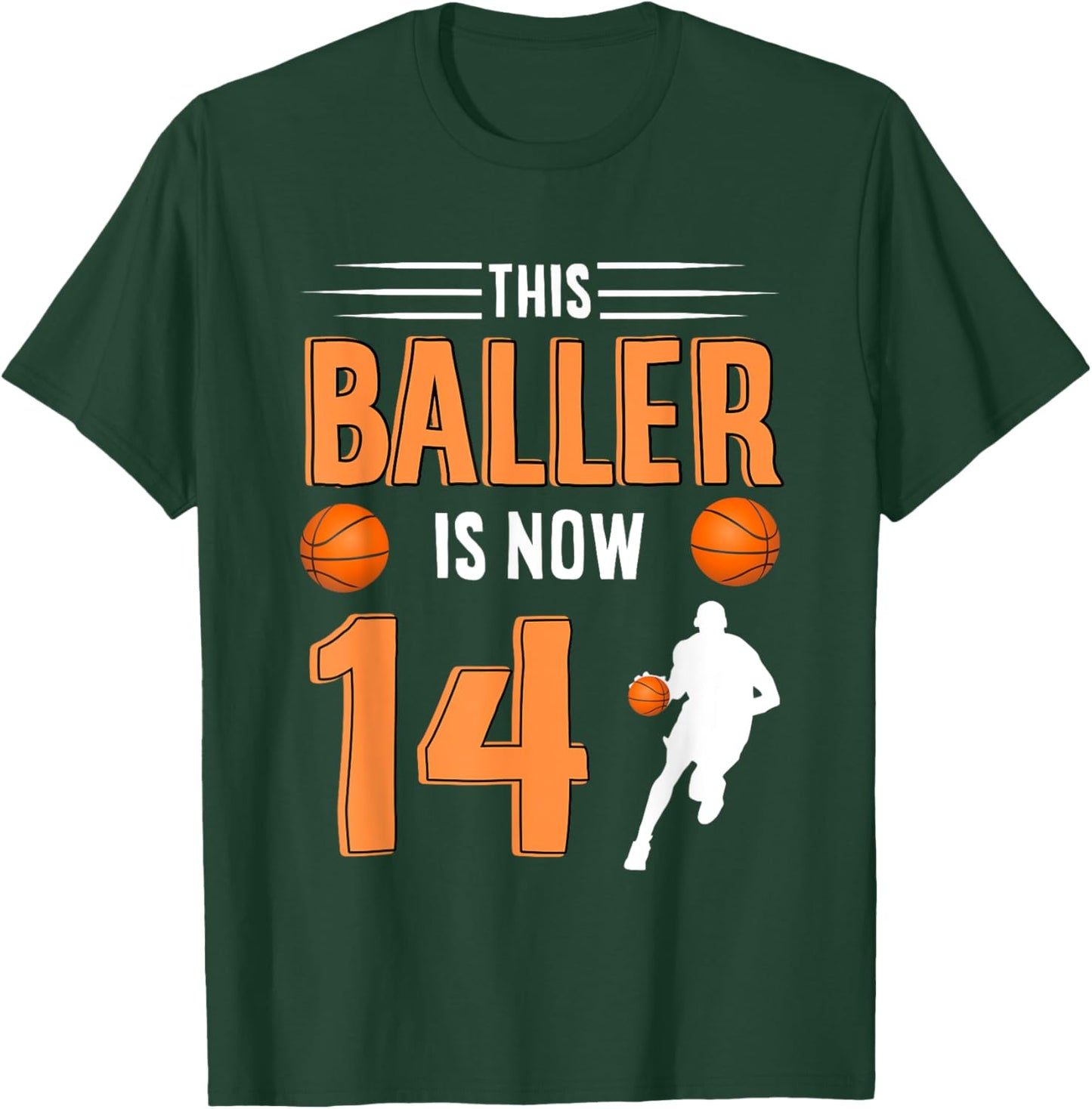 14th Birthday Basketball - This Baller is now 14 T-Shirt - T-Shirt | Forest