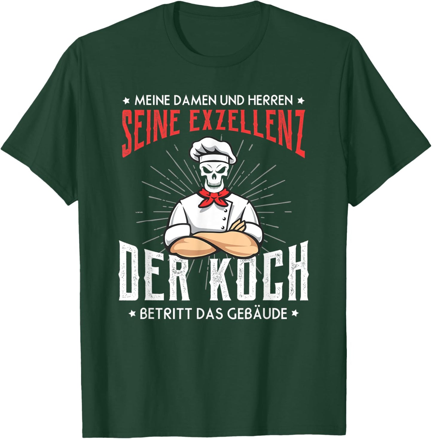 Excellence Cook Enters the Building, Chefs Kitchen Skull T-Shirt - T-Shirt | Forest