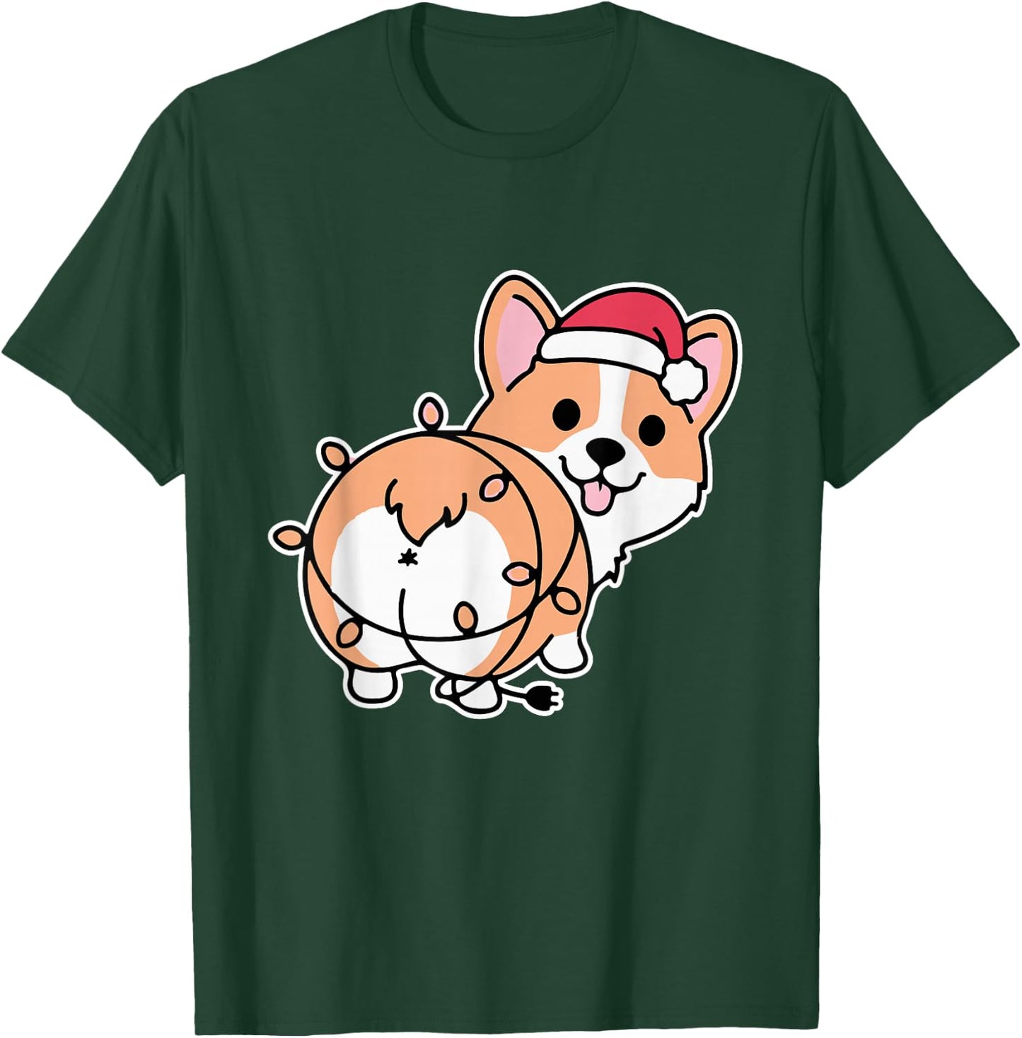 Corgi Christmas Lights Pajama Cute Dog Puppy Lover X-Mas Men Women Kids T-Shirt - T-Shirt | Forest