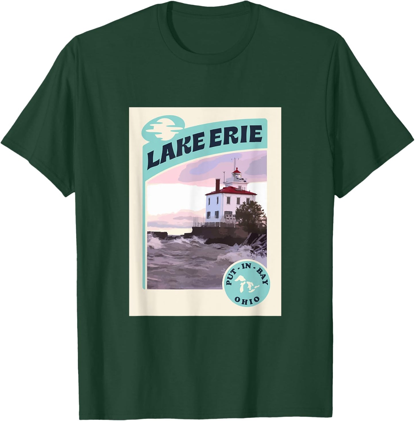 Vintage Put In Bay Lake Erie Ohio Lighthouse Travel Souvenir T-Shirt - T-Shirt | Forest