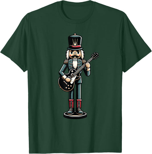 Guitar Player Nutcracker Crushing It Christmas T-Shirt - T-Shirt | Forest