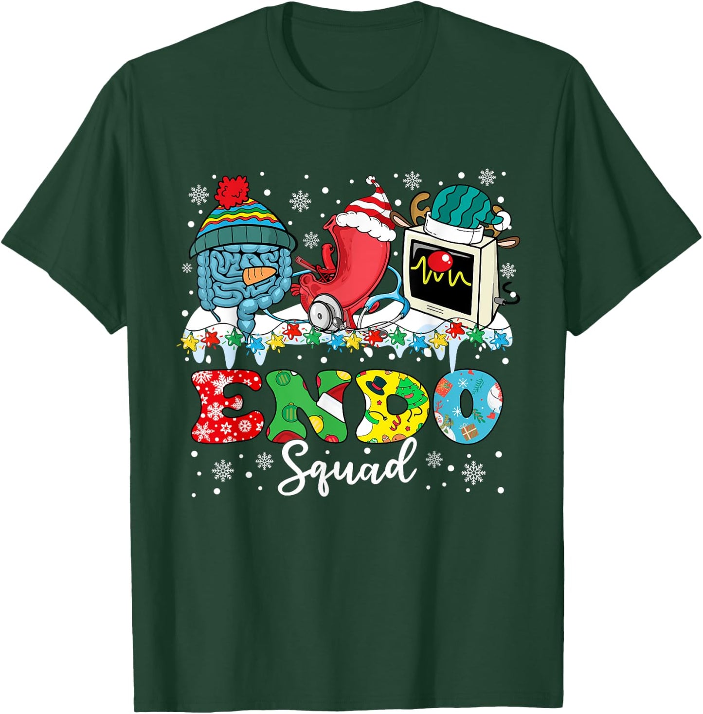 Endoscopy Squad Stomach Santa Hat Endoscopy Tech Christmas T-Shirt - T-Shirt | Forest